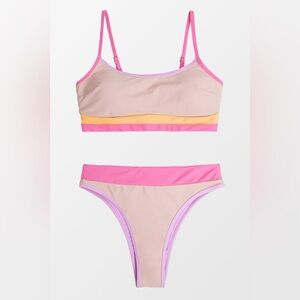 Cupshe Devin Color Block High Waisted Bikini NWT